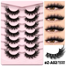 GROINNEYA False Eyelashes 3D Mink Lashes Cat Eyelashes Fluffy Wispy Volume Lashes Fake EyeLashes Natural Lashes Strips Makeup