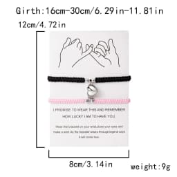 2Pcs/Set Romantic Heart Magnetic Attract Couple Bracelet For Women Men Fashion Braided Rope Matching Bracelet Friendship Jewelry