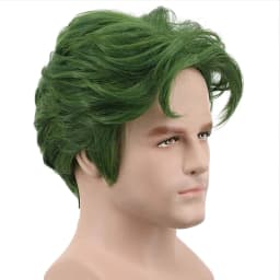 HAIRJOY Men Short Green Curly Cosplay Wig For Party Synthetic Hair Wigs Halloween Wig