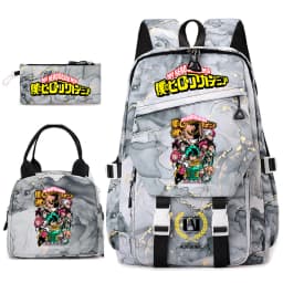 My Hero Academia Anime Print School Backpack Set for Girls Casual Lightweight Student Bookbag with Lunch Bag Pencil Case