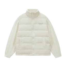 Winter Patchwork Parkas for Women Thick Warm Knitted Sleeve Splicing Puffy Coats Korean Loose Preppy Zipper Down Outwear New