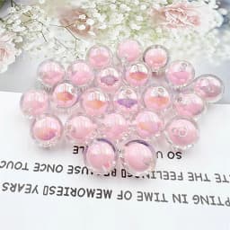 16MM 10 Pieces/Bag Style Random Acrylic Plated Colored Beads, Round Inner Color DIY Straight Hole Handmade Bracelet, Beaded Loos