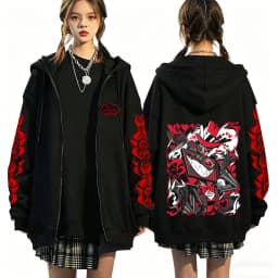 Hazbin Hotel 2026 New Anime 2D Print Hoodie Fun Style Men's and Women's Zip-up Sweatshirt