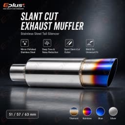 EPLUS Universal Car&Motorcycle Stainless Steel Exhaust Muffler Slant Cut Tip Car Exhaust Resonator 51/57/63mm Inlet