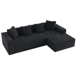 Comfy Upholstered Sectional Sofa 3-Seat L-Shaped Modern Couch Frameless Deep Seat for Living Room Bedroom