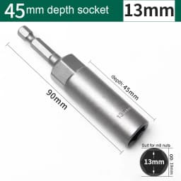 8mm-19mm Impact Socket Adapter 90mm Length Deepen Power Nut Driver Drill Bit Set for Power Tools 6.35Mm Hex Shank Quick Adapter