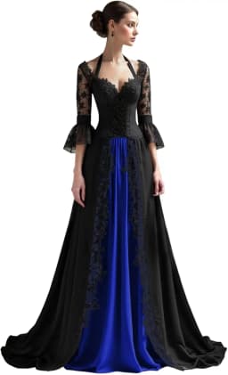 Customized Elegant Gothic Wedding Dresses for Bride 3/4 Sleeves Black Lace Appliques Bridal Gowns A-Line Sweet Wedding Gowns