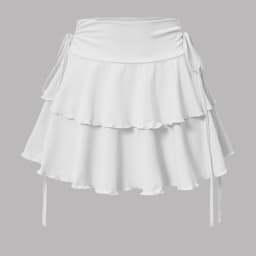 2025 New Women's A-line MiNi Half Length Skirt Fashionable Elegant Versatile Sexy Ruffle Edge Fake Drawstring Ultra Short Skirt