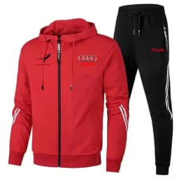 Chándal Para Hombre, Ropa Deportiva Con Logo De Audi Impreso, Jersey Con Capucha Y Cremallera + Pantalones, Conjunto De 2 Piezas
