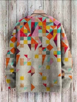 Vintage Geometry Art Print Casual Knit Pullover Sweater Women For Men Sweater