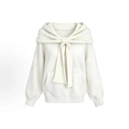 Women Off Shoulder Sweatshirt Big Knit Bow Lantern Long Sleeve Oversized Kangaroo Pocket Sweet Streetwear Fall Winter Top