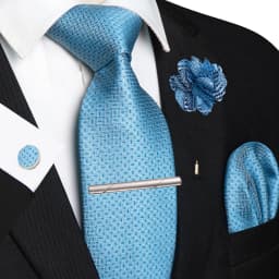 Brown Yellow Plaid Ties For Men Luxury 8cm Silk Tie Pin Pocket Square Cufflinks Tie Clip Set Business Party Wedding Accessories