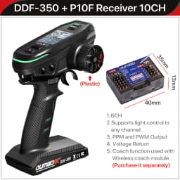 DUMBORC DDF-350 Transmitter with Receiver 2.4G 10CH Digital Radio Remote Controller for RC Car Boat Tank LCD FHSS System