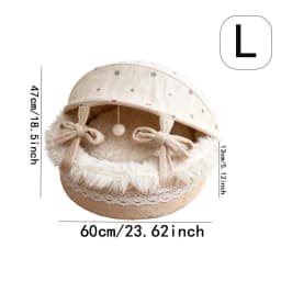 BOOTEELY Pet Cradle Cat Nest Bow Lace Semi-Closed Universal In All Seasons Breathable With Canopy Shading Pet Nest