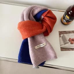 Laide's Scarves Korean Contrasting Color Sweet Simple Versatile Winter Knitted Thickened Velvet High-quality Luxury Brand Scarf