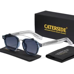 CATERSIDE New RetroPilot Men's Round Sunglasses Classic Double Bridge Design Sun Glasses Women's Outdoor Travel Glasses UV400