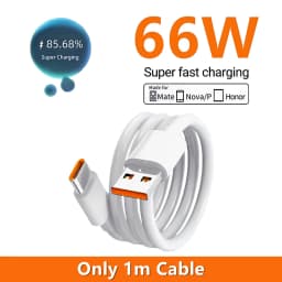6A 66W Super Fast Charger For Huawei P50 P60 Mate 40 50 60 Nova 11i 12s 13 Pro HONOR 200 300 X8c Type C USB Quick Charging Cable