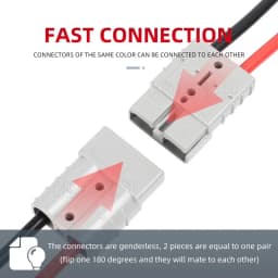 50A 2 Pin Power Connector 600V DC Two-pole Battery Quick Connector SB50 Charging Plug for Forklift Car RV Battery UPS Inverter