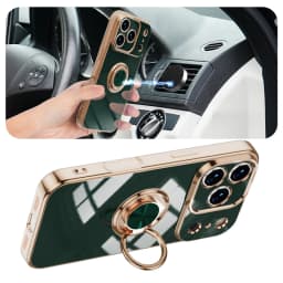 Plating Metal Ring Phone Case For iPhone 17 16 13 12 11 Pro Max Mini Silicone Cases For iPhone Air 15 14 Pro Max 16 Plus Cover
