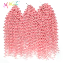 Magic 24 Inch Brown Blonde Deep Wave Synthetic Hair Bundles High Temperature Fiber Crochet Braiding Hair Extensions For Women