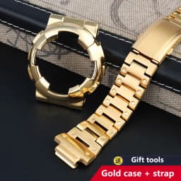 For Casio GA-110 GA-120 GA-100 Solid Stainless Steel Case Men's Waterproof Watchband Bezel GA110 Metal Strap +Case Mod Kit +Tool