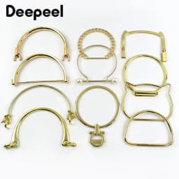 2Pcs Deepeel Metal Bag Handles Purse Frame O D Rings Handbags Replacement Chain DIY Bags Handle Handmade Hardware Accessories