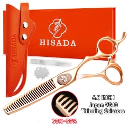 HISADA New Barber Scissors, 6.3-7.0 inch Professional Hair Cutting Scissors, Blind Hole Design Salon Scissors, Ergonomic Comfort
