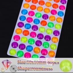 VC Neon Fluorescent Roundness Sew on Rhinestone Roundness Sewing Diamond Glass Diamond Flatback DIY Accessories Wedding