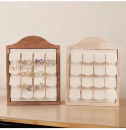 Beige Walnut-Style Vertical Jewelry Display Stand Earrings riing Display Tray Stud Earrings Holder Jewelry showcase Rack