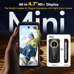 Ulefone Armor Mini 20 Pro 4.7" Rugged Phone 5G Smartphone Android 14 6200mAh 16GB(8+8) 256GB 64MP Night Vision 33W Fast Charge