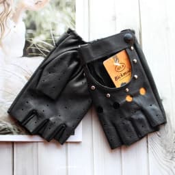 Women's Leather Half Finger Gloves Thin Single Layer Breathable for Spring Summer Outdoor Riding And Driving