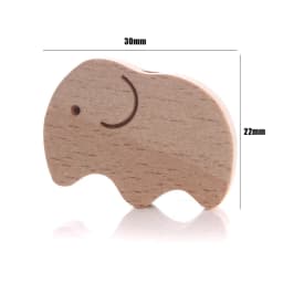 10Pcs Beech Beads Heart Butterfly Rainbow Elephant Flower Animal Wooden Beads for Bbay Chew Teether Beads Pacifier Clips Chain