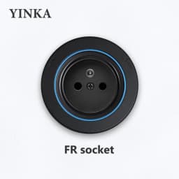 Track Socket Kitchen Wall Outlet, FR EU US UK Universal Standard Round Romovable Adapter Plug,Electrical Outlet with USB, Black