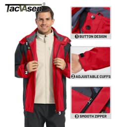 TACVASEN Waterproof Lightweight Jacket Mens Mesh Lined Outdoor Jacket Windproof Fishing Hiking Jacket Rain Coat Male Windbreaker