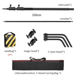 Black C Stand SH 2.6M/3.3M Stainless Steel Foldable Light Stand Tripod Magic Leg Photography C-Stand For Spot Light,Softbox