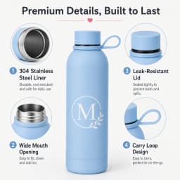 Personalized Custom Name Pattern Water Bottle Stainless Steel Vacuum Insulated Flask Portable Travel Thermos Engraved Gifts