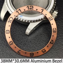 Sloping 38mm * 30.6mm Ceramic/Aluminum Bezel GMT and Diving Watch Insert Fits for 40mm Men's Watch Case Bezel Replacement Insert