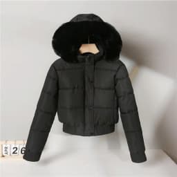 Parkas Down Jacket Women Winter Cotton Short Coat Hooded Fur Collar Office Lady Outerwear Thicken Warm Windproof Overcoat 2025