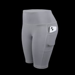 CHRLEISURE Women Solid Yoga Shorts with 3 Pockets High Waist Butt Lifting Workout Tights Gym Elastic Cycling Shorts Activewear