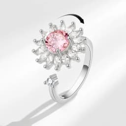 SMJEL Flower Shiny Rhinestone Rotatable Fidget Spinner Ring for Women Anti Anxiety Butterfly Animal Design Anti Stress Accessory