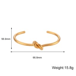 E.B.belle Minimalist 18K Gold Plated Knot Cuff Bangle Bracelets For Women Stainless Steel Waterproof Jewelry For Female