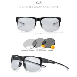 KDEAM Photochromic And Polarized Unisex Sunglasses Square UV400 Shades Mirrored Glasses For Driving Hiking Camping Fishing