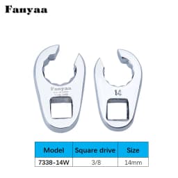 Fanyaa Hand Tool Individual 3/8 Inch Sqaure Drive Flare Nut Plum Hole Clamp Tool Wrench Head 10-19mm Replacement Part Head