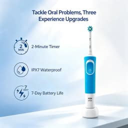 Oral-B D12 Electric Toothbrush Full Waterproof Body Anti-Slip Grip Deep Clean Comes With 8 Brush Heads For Up To 2 Years Of Use