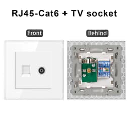 Cat6 rj45 wall socket network socket with TV wall data double socket telephone crystal glass panel rj45 network socket computer