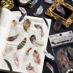 40Pcs Diary Sticker Scrapbooking  Feather Books Planner Japanese Junk Journal Kawaii Decorative Stationery Craft Sticker