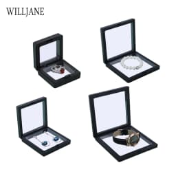 3D Floating PE Film Jewelry Display Frame Stand Holder Box 10/Unit Portable Brooch Coin Medal Suspension Storage Collection Case