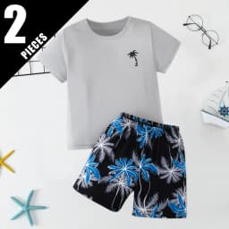 2-Piece Children's Summer Casual Minimalist Set for Boys and Girls, Comfortable Round Neck Short-Sleeved Top, Versatile Shorts