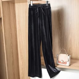 Big size Autumn Women Wide Leg Pants Casual High Elastic Waist Pockets velvet pants Fashion elegant Winter velour Trousers
