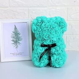 25cm Artificial Rose Teddy Bear with Gift Box, Romantic Valentine's Day Gift for Women, Ideal for Anniversary & Wedding